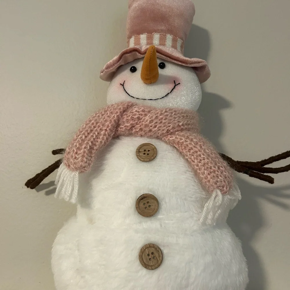 Target Christmas Decor Snowman with Pink and White Accents